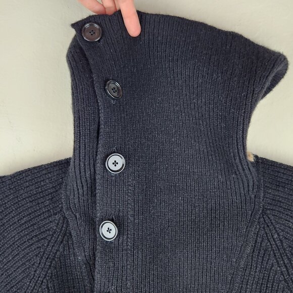 Banana Republic Filpucci Wool Blend Ribbed Asymmetric Button Neck Sweater sz L? - Picture 5 of 8